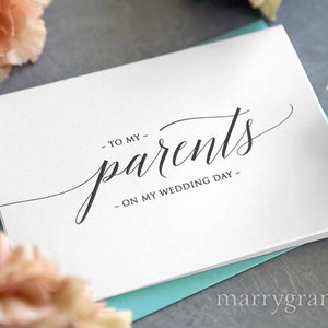 Wedding Card to Your Parents - On My Wedding Day Keepsake Thank You Cards - Special Note to go w Gift for Parents of the Bride or Groom CS13