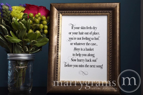 Wedding Bathroom Basket Sign Wedding Reception Signage Etsy