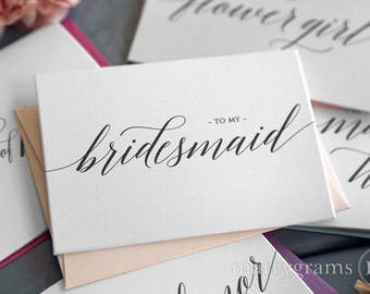 To My Bridesmaid Wedding Party Thank You Cards - Thank You Bridesmaid Card, Maid of Honor, Matron of Honour, Man of Honor, Flower Girl CS13