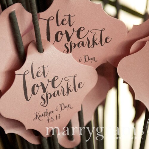 Let Sparks Fly SS09 For Sparklers Wedding Favor Tags Script Custom with Names & Date 24  36ct Sparkler Tags Evening Send Off