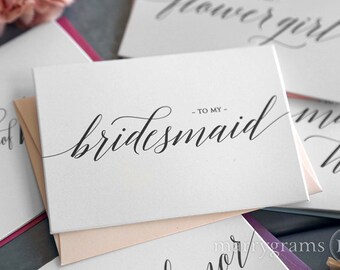 To My Bridesmaid, Matron of Honor, Wedding Party Wedding Thank You Cards- Thank You Bridesman Card, Man of Honor Flower Girl CS13 (Set of 5)