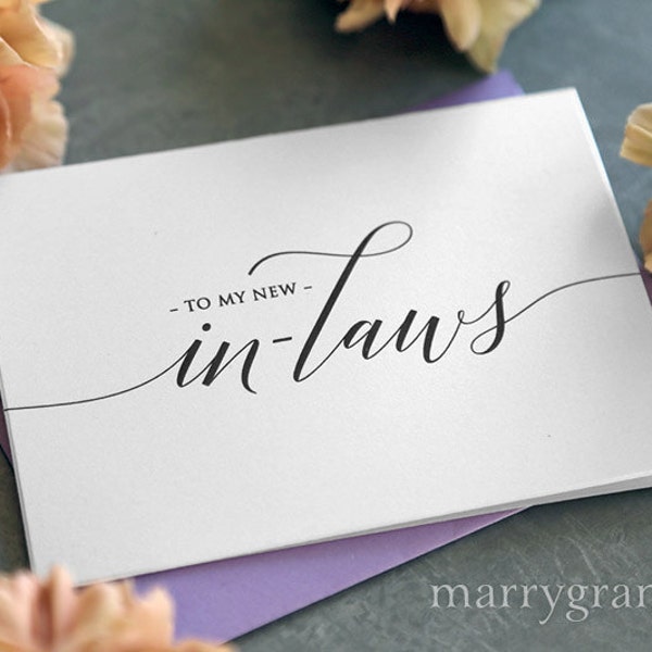 Wedding Card to Your New Mother and Father in-Law - Inlaws Card Gift, Keepsake Note- Parents of the Bride or Groom Wedding Day Cards - CS13