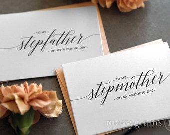 Wedding Thank You Card to Stepmother or Stepfather - Step-parents of the Bride or Groom Cards - Mother Father on My Wedding Day Card CS13