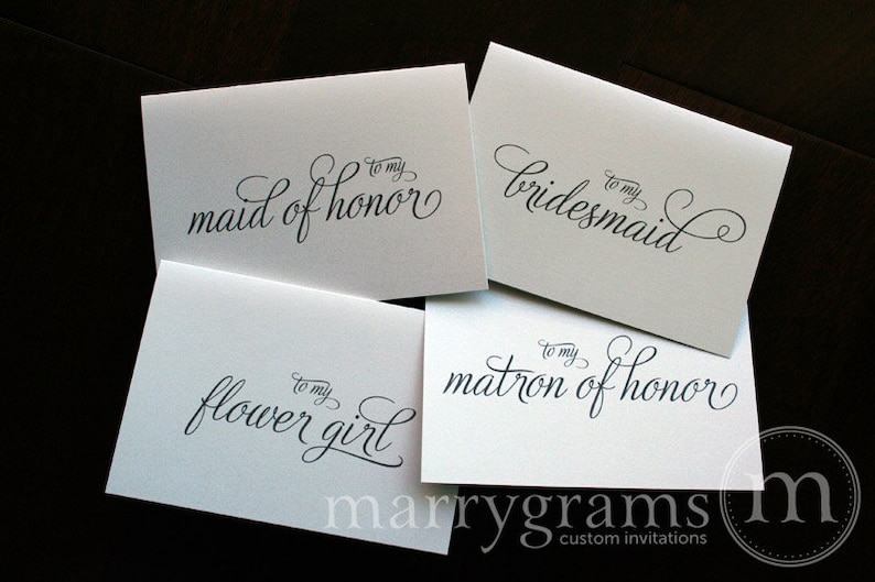 Maid of Honor CLOSE OUT STYLE Wedding Party Thank You Cards perfect with a Gift Bridal Party Thank You Notes Bridesmaid Cards Single