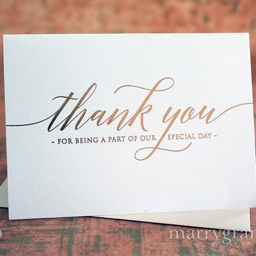 ROSE GOLD FOIL Wedding Thank You Note Card Set Thanks for Etsy