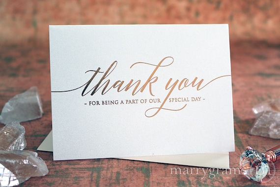 rose gold foil wedding thank you note card set thanks for etsy wedding thank you note