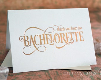 ROSE GOLD FOIL Thank You From the Bachelorette- Wedding Engagement, Bridal Shower, Bachelorette Party Thank You Cards, Cute Chic Card CS06