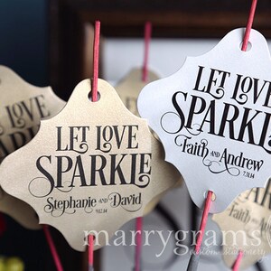 Let Sparks Fly SS09 For Sparklers Wedding Favor Tags Script Custom with Names & Date 24  36ct Sparkler Tags Evening Send Off