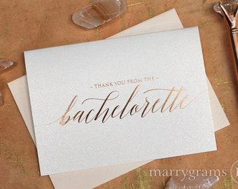 ROSE GOLD FOIL Merci de l'engagement de Bachelorette, de la douche nuptiale, de la future Mme Cartes de remerciement, de la carte de script mignonne CS13 Choisissez le montant!