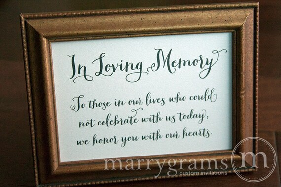 In Loving Memory Sign Table Card Wedding Reception Seating Etsy