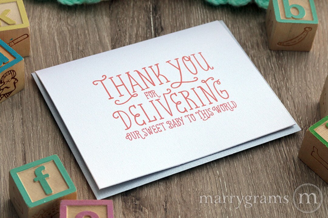 Thank You for Delivering Baby, Greeting Card Thank You Note for OBGYN