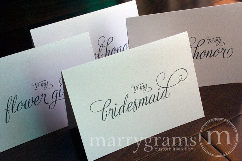 Maid of Honor CLOSE OUT STYLE Wedding Party Thank You Cards perfect with a Gift Bridal Party Thank You Notes Bridesmaid Cards Single