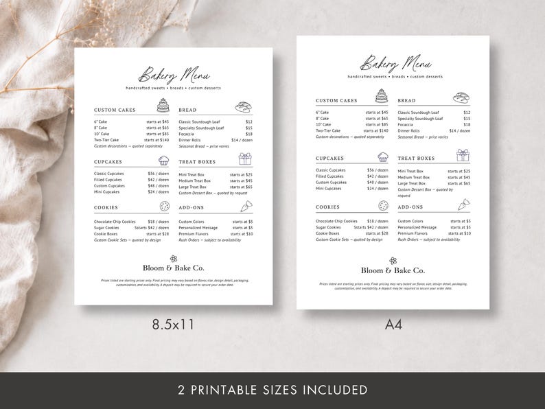 Bakery Price List Template, Editable Canva Menu, Home Bakery Order ...