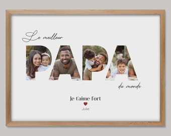 Affiche cadeau Papa - cadre personnalisé fête des pères avec photos