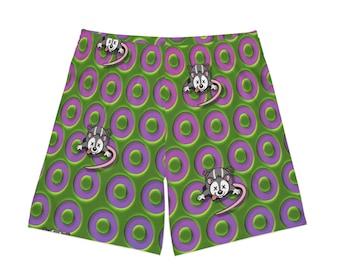 Possssssum Fishman Donuts, op phish geïnspireerde zwembroek, elastische taille, zwemkleding voor heren, zomermode