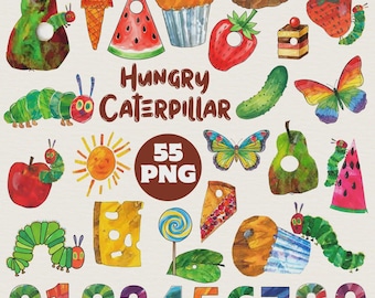 Clipart acquerello di The Very Hungry Caterpillar 55 PNG, festa di compleanno di Hungry Caterpillar, decorazioni per l'aula scolastica degli insegnanti, download immediato