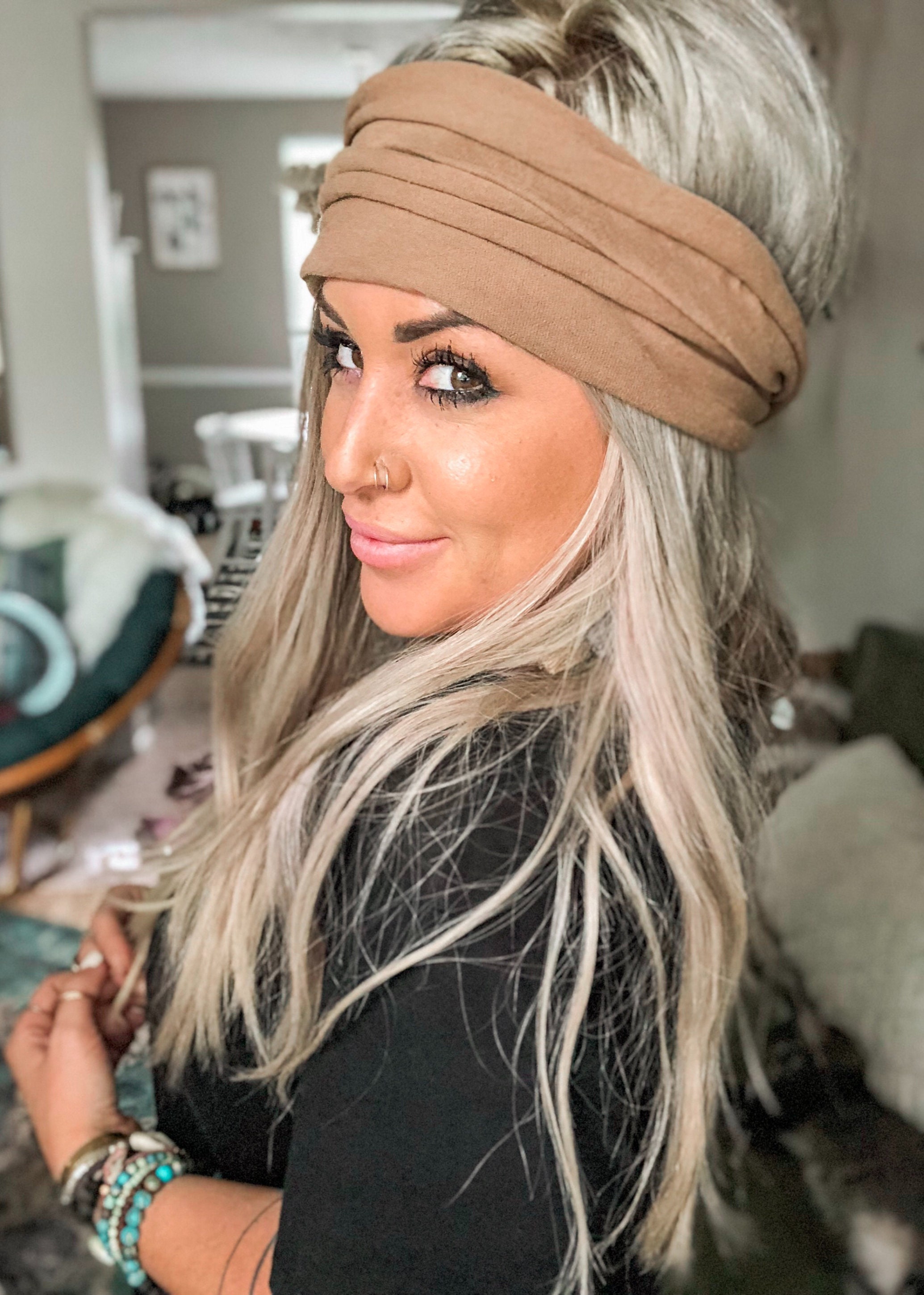 Sandstone Scrunch Headband Extra Wide Headband Turban | Etsy