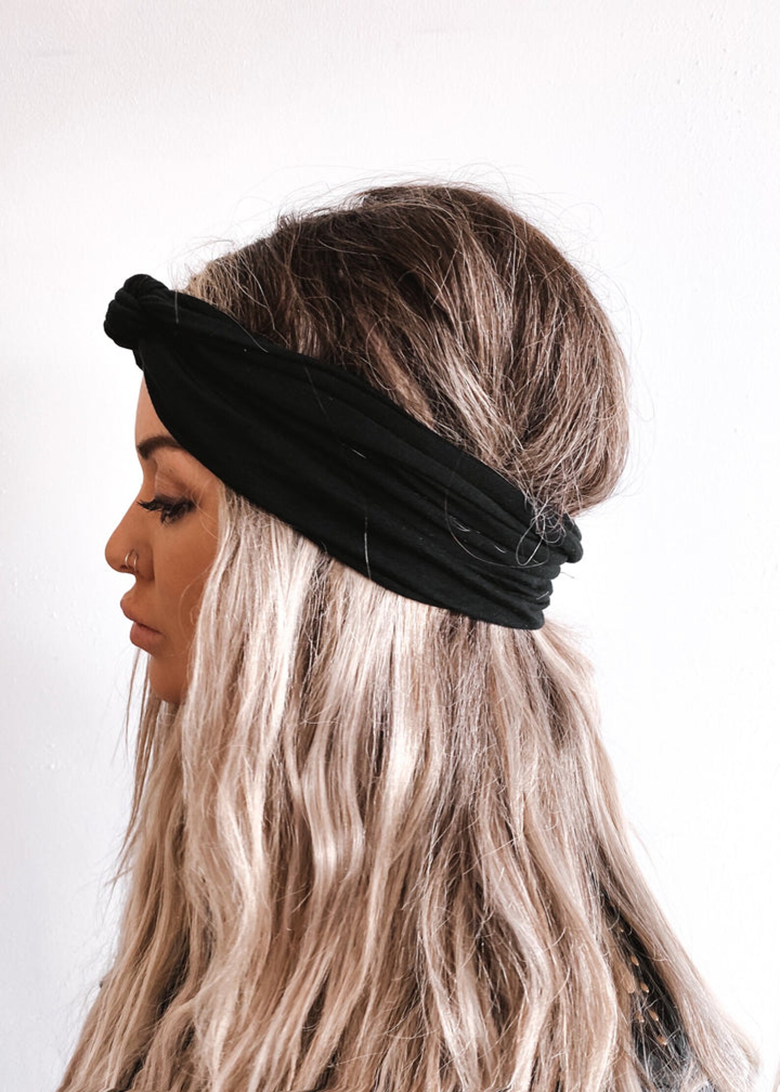 BLACK SCRUNCH HEADBAND Extra Wide Headband Turban Headband Etsy