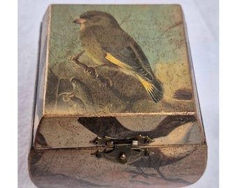 Petite boîte à bijoux dorée souvenir, petite boîte à découper avec couvercle à charnière