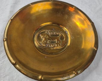 Vintage Hakishut Israël laiton cuivre Lion de Juda Mid Century Judaica vert-de-gris