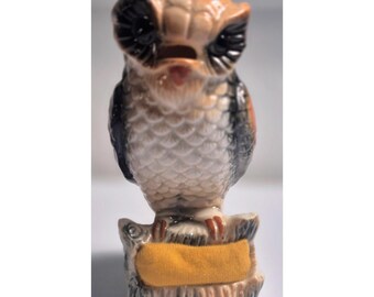 Coussin à épingles porte-ciseaux en porcelaine MCM vintage du Japon 3692, hibou...