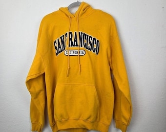 vintage Gildan San Francisco California Sweat à capuche pour hommes Grand pull jaune