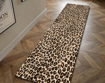 Leopard Print Runner Rug, Animal Print Hallway Runner, Washable Non Slip Entryway Rug, Modern Home Decor, Jungle Animal Runner