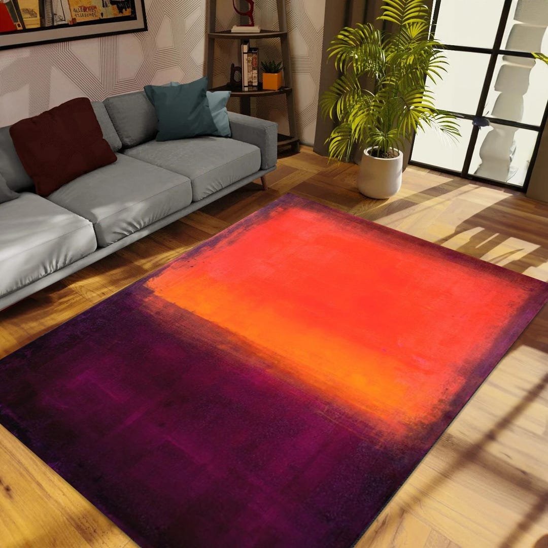 Rothko Orange Purple Color Block Area Rug, Rothko Abstract Antislip Rug ...