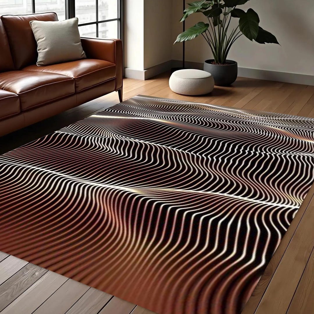 Three Dimension Design Rugs Optical Illusion Rug, Abstract Wave Area Rug, Modern Geometric Rug, 3D ...