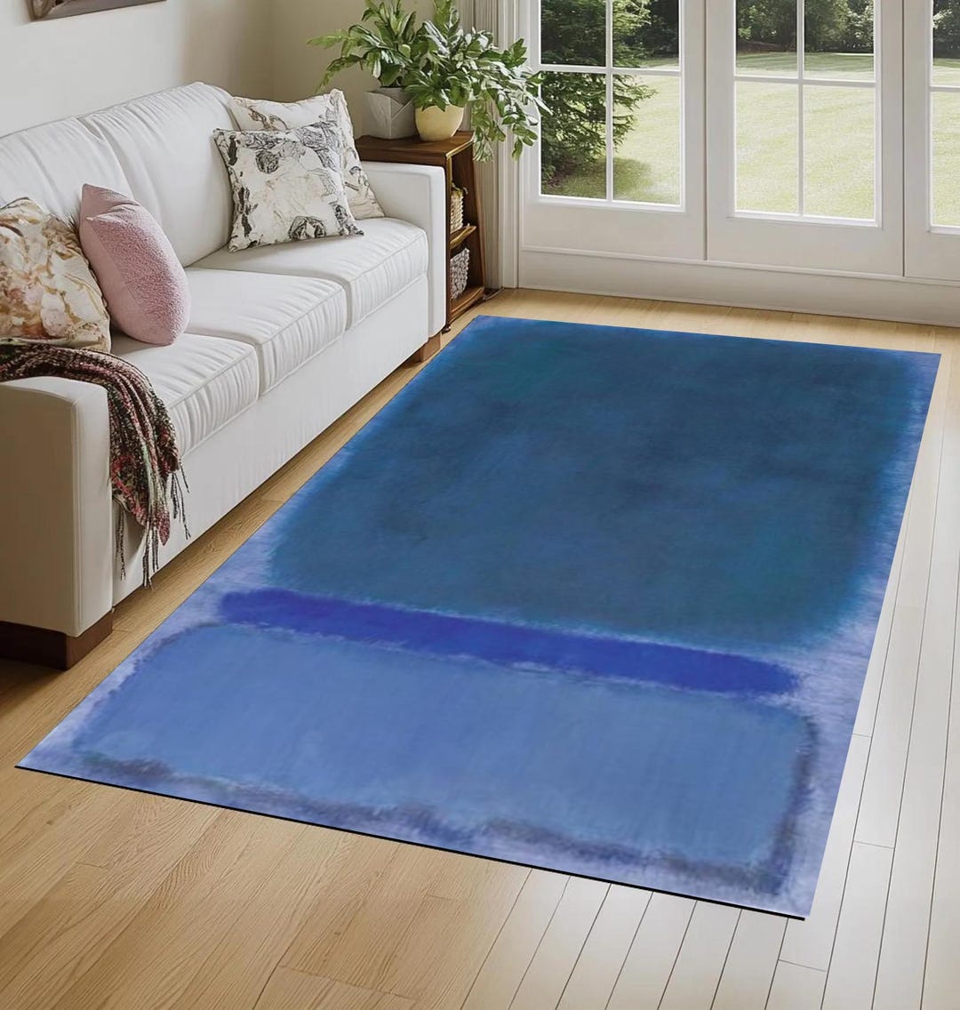 Mark Rothko Style Blue Area Rug, Mark Rothko Inspired Carpet, Modern ...