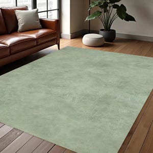 Sage Green Solid Nonslip Rug, Washable Neutral Rug, Modern Solid Color Carpet, Soft Texture Rug, Olive Living Room Decor