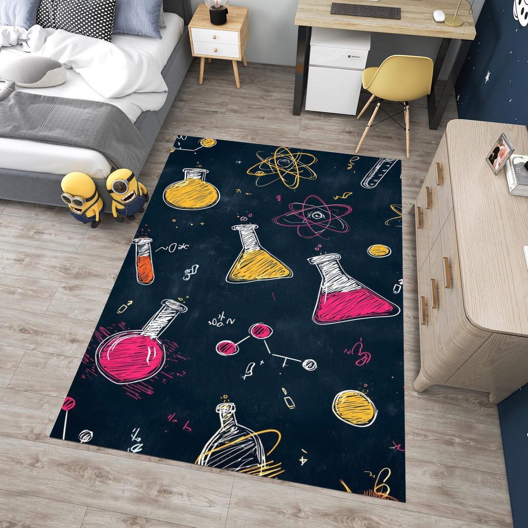 Colorful Science Lab Rug, Chemistry Formula Carpet, STEM Classroom ...
