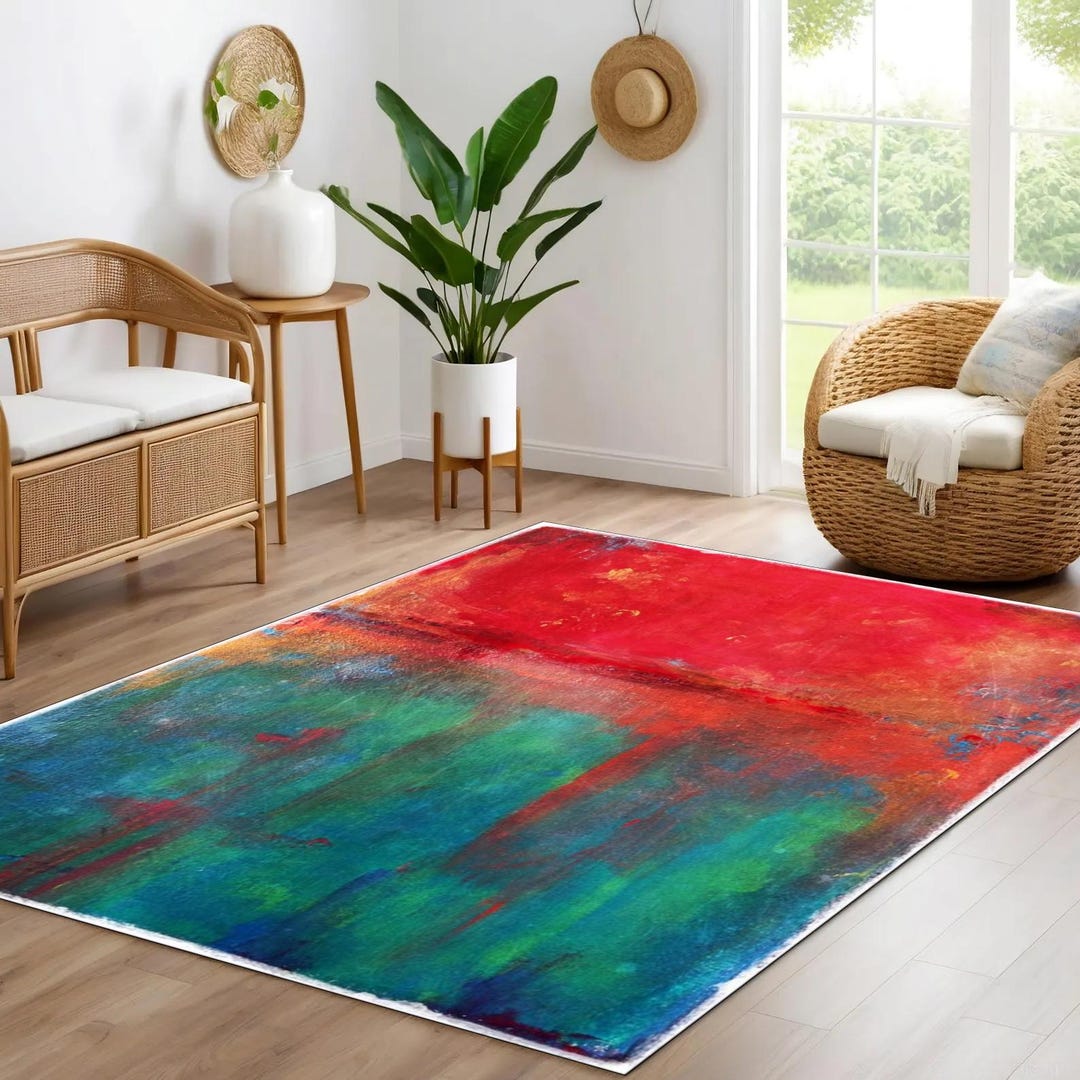 Rothko Rug Mark Rothko Red Blue Color Nonslip Rug, Red Blue Abstract Expressionist ...