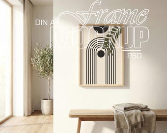 Minimalist Frame Mockup: DIN A Vertical Poster, PSD Template, Scandinavian Interior