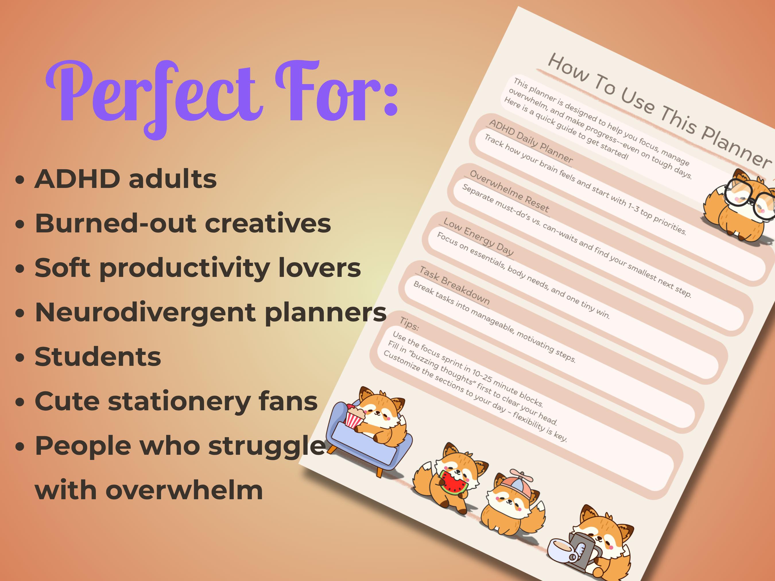 ADHD Daily Planner Printable | Neurodivergent Support, Overwhelm Reset ...