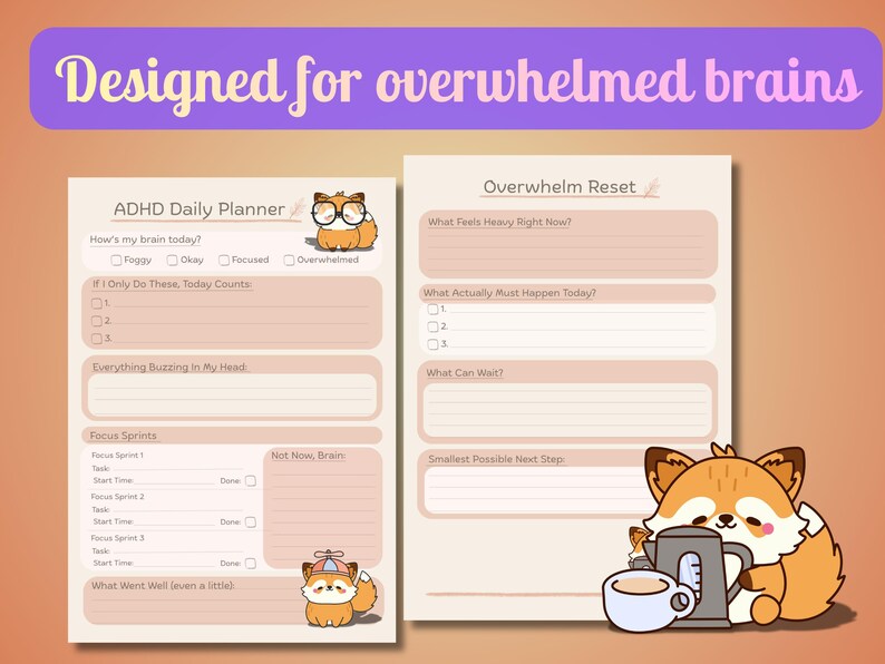 ADHD Daily Planner Printable | Neurodivergent Support, Overwhelm Reset ...