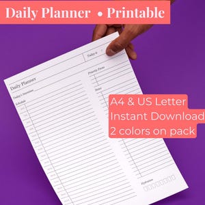 Neutral Dagsplanerare Utskrivbar 2-pack – Beige & Mjukvita Minimalistiska Mallar, Estetiskt Schema + Anteckningar, Prioriterad Fokus | A4 + US Letter