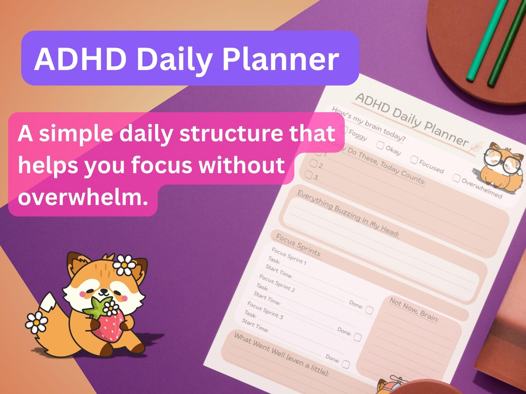 ADHD Daily Planner Printable | Neurodivergent Support, Overwhelm Reset ...