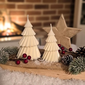 Tannenbaumkerze in weiß ・schlichter Weihnachtsbaum | einzeln oder als Set