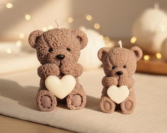Teddykerze mit Herz · kleine Bärenkerze · Geschenk für Freundin · Valentinstaggeschenk · Cute Teddy Bear Candle