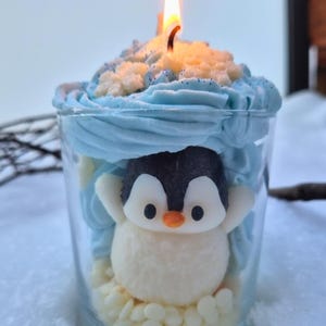 Pinguin Kerze im Glas・handgegossene Deko-Kerze・süße Geschenkidee bild 5
