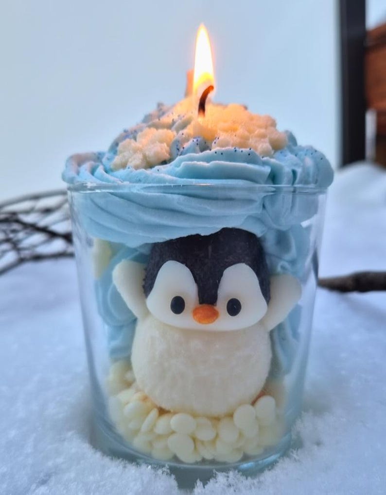 Pinguin Kerze im Glas・handgegossene Deko-Kerze・süße Geschenkidee bild 5