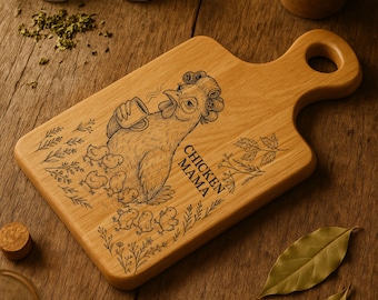 Chicken Mama SVG | Vintage Farmhouse Engraving Line Art | Funny Chicken Mom Cutting File | Rustic Kitchen Sign SVG for Crafts