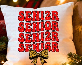Senior 2026 sweatshirt PNG | Retro Senior Design | Leopard Bow Senior Gift | Class of 2026 Clipart | Senior Year PNG for Shirts