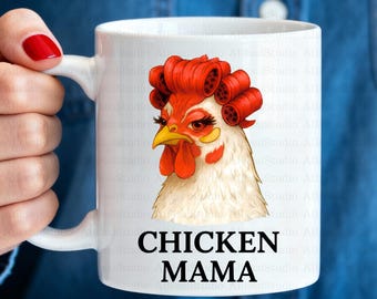Chicken Mama PNG, Funny Chicken Clipart, Farmhouse Chicken PNG, Retro Boho Hen Illustration, Sublimation Design for Moms, Gift for her