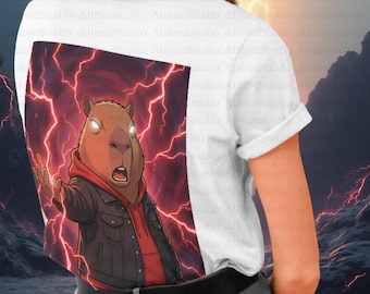 Cool Capybara PNG Hoodie | Anime Streetwear Sublimation Design | Breathable DTF Halftone Raster | Urban Animal Meme Art Print | Will-Bara