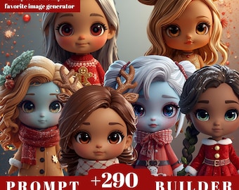 Chibi 3D Christmas Prompt Builder 2.0 – Adorable Y2K Doll Generator | 3D Art Prompt Pack | Kawaii Clipart Prompts