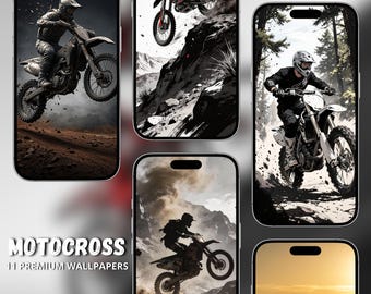 Motocross Biker Wallpapers, Dirt Bike Aesthetic Phone Backgrounds, Off-Road Rider Art, 11 Premium Wallpapers