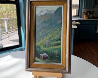 Pintura al óleo de California - Cabaña en el bosque