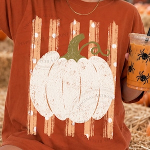 Distressed Pumpkin PNG Bundle, White Pumpkin Stripes Png, Preppy Fall Sublimation Design, Halloween Thanksgiving Shirt Png, Autumn DTF POD